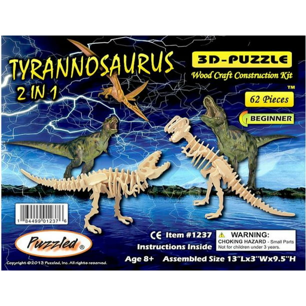New 23 Piece Triceratops Dinosaur 3D Wood Puzzle Easy To Assemble